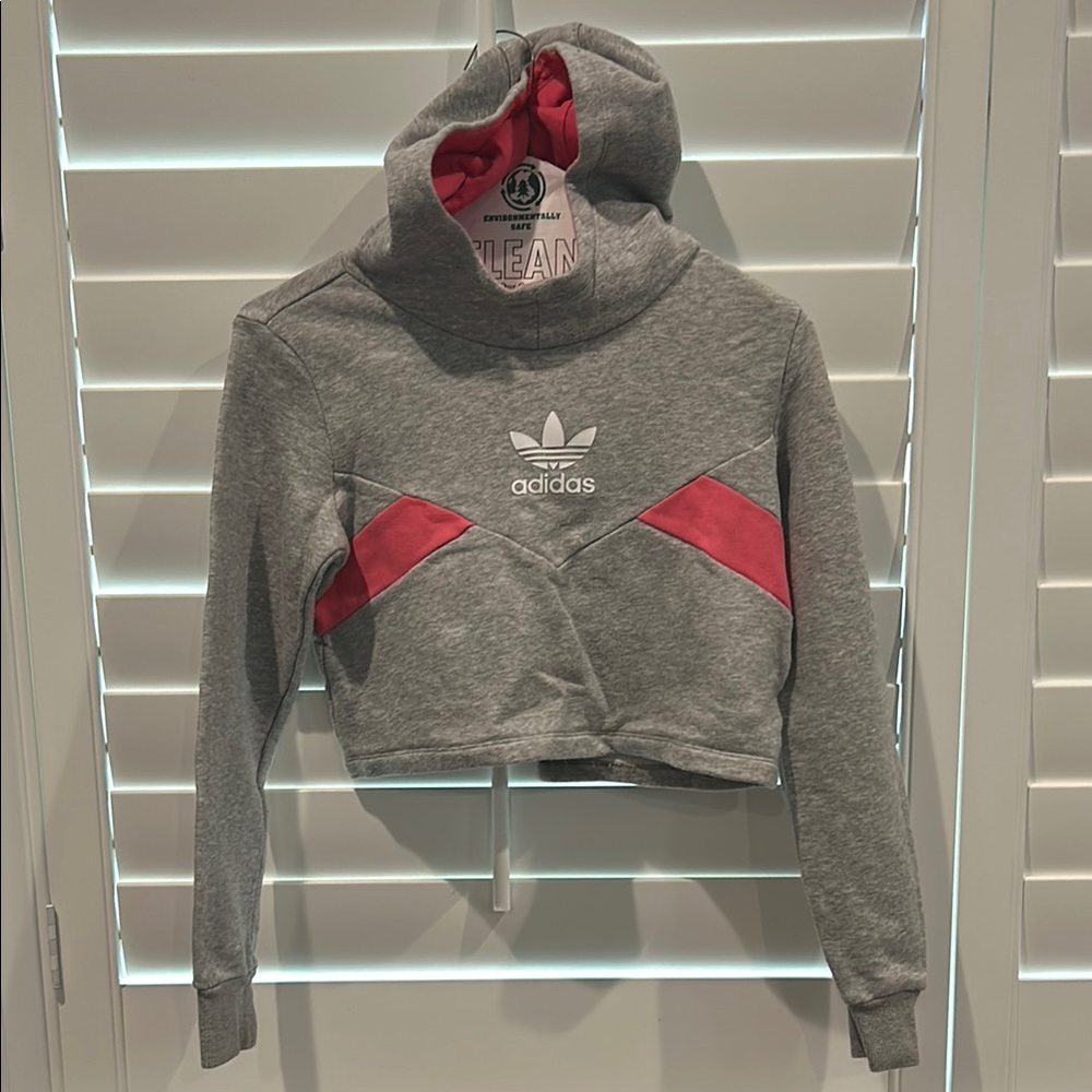 Adidas Kids Gray and Pink Hoodie
